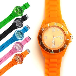 【オレンジ】腕時計 カラフルウォッチ ダイバーズデザイン