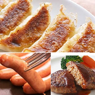 大人気おかず3種セット♪【国産】あらびき焼きハンバーグ15個・肉餃子50個・あらびきウインナー1kg（56本）