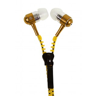 【ゴールド】イヤホン かわいい ジッパーコード おしゃれ マイク スイッチ付