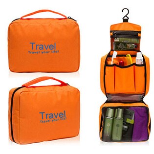 【オレンジ】立体的な荷物をきれいに収納☆大容量トラベルバッグ