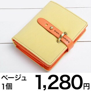【ベージュ】 トレンドのパステルカラー。PUコンパクトマルチウォレット