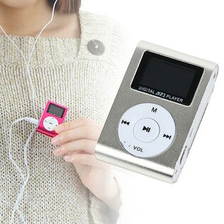 【シルバー】メタリックデザイン クリップ式 MP3プレイヤー