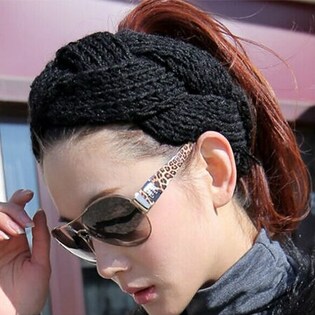 【カラーアソート2個セット】大きな三つ編みニットヘアーバンド