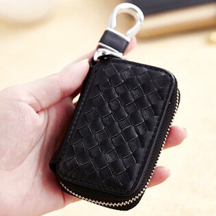 ブラックレザー 編み込みキーケース キーケース メンズ レディース 本革 レザー スマートキーケース バロン