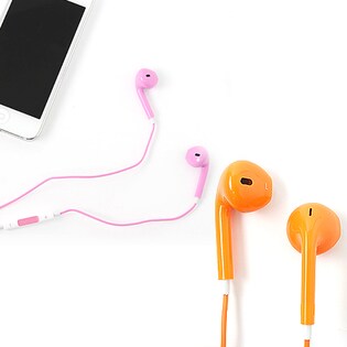 【オレンジ】ハンズフリー マイク内蔵　iPhone スマートフォン イヤホン