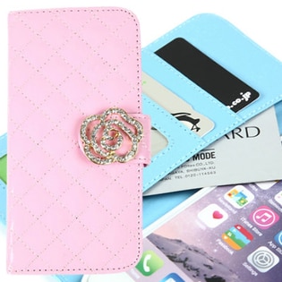 【ピンク】 iPhone6・6S キラキラ メッシュ 手帳型ケース