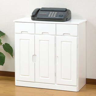 ホワイト】天然木カウンターワゴン 3枚扉を税込・送料込でお試し 