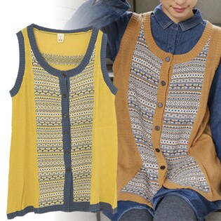 【イエロー】フロントボタンベスト