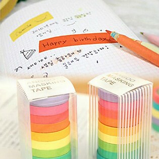 カラフルマスキングテープ10本セット×2 無地を税込・送料込でお試し