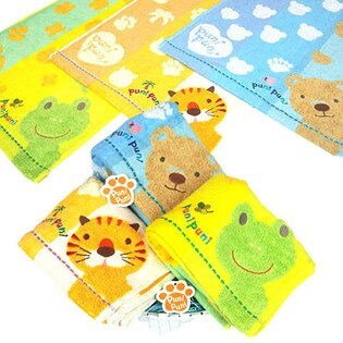 ぷにぷにっち フェイスタオル9 3種セット（クマ・カエル・トラ）