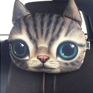 【B】愛車にぴったり  リアル かわいい 猫顔 犬顔 ヘッドレスト クッション