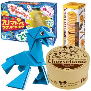 恐竜立体タングラム プレシオサウルス＋チーズゲーム 知恵の輪＋オノマトペ サウンドカルタ＋ニコケーキゲーム ※パッケージ破損あり