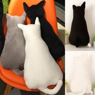 【ブラック×ホワイト】にゃんともたまらない 猫シルエット 抱き枕 2個セット
