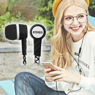 【ブラック】編みこみ風イヤホン2個セット