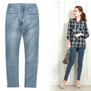 【ヴィンテージライトブルー/L】salus スーパーストレッチベーシックリアルデニムスキニー / PT-43-14-000E2578