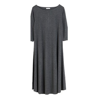 【チャコールグレー/M】salus ボートネック7分袖BASICロングワンピース / OP-43-14-00002774