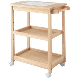 美品】タイルトップ キッチンワゴン キャスター付き カントリー 天板