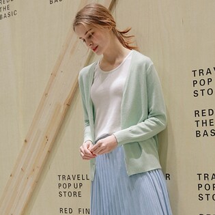 Miss R GOLD Vネック/カーデ/薄手/羽織り/カーディガン パステルカラー/ニットトップス/春ニット/パステルカラー(7色) / sw324-green-free