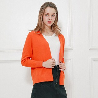 Miss R GOLD Vネック/カーデ/薄手/羽織り/カーディガン パステルカラー/ニットトップス/春ニット/パステルカラー(7色) / sw324-orange-free