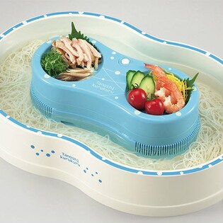 楽しクルクル電池式そうめん流し器＜L＞（ブルードット）