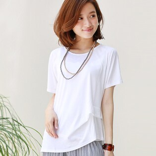 REAL CUBE シャリ感サイドタックデザインブラウスカットソー / 981635 / オフ(114) / M(38)