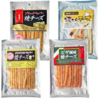 焼チーズ4点セット ブラックペッパー焼チーズ オニオン ペッパー焼チーズ ピザ風味焼チーズ 北海道チェダー入り 焼たらチーズ を税込 送料込でお試し サンプル百貨店 株式会社ミツワ珍味