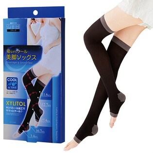 寝ながらクール美脚ソックス　 / 4580260582479 / ブラック / 【ひざ上】約40～50cmまで【ふくらはぎ】約30～42cmまで