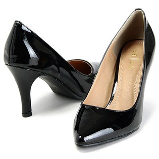 salus923 シンプル美脚ポインテッドトゥパンプス / ZP-36-14-00000923 / ブラックエナメル / 26.0cm