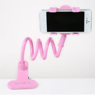 【ピンク】【2個セット】クリップで止めて自由自在に♪くねくねスマホホルダー