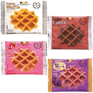 マネケン ベルギーワッフル詰め合わせ 60個(プレーン18個＋ココア18個＋いちご12個＋紫いも12個)