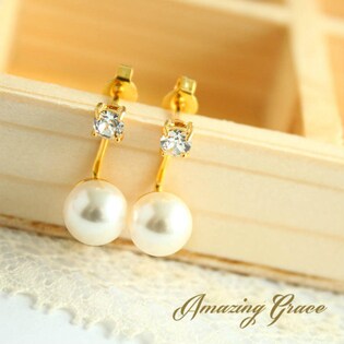 スワロフスキーパール デザインピアス イエロー