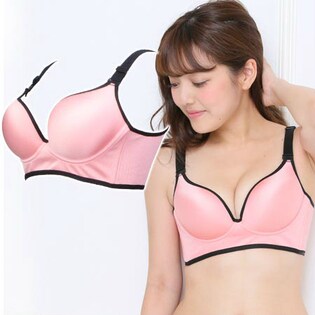 【ノーマル×ピンク/75サイズ】ノンワイヤー ブラジャー『ギガ盛ブラ』