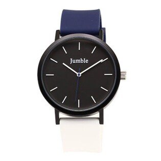 Jumble 腕時計 ユニセックス / JMST03-BKBLWH / ベルト　ブルー×ホワイト　文字盤　ブラック　ケース　ブラック