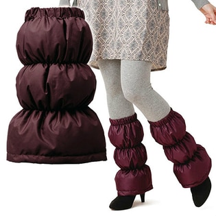 ふわふわダウンレッグウォーマー / ワインレッド