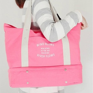 【ピンク】靴も入るトラベルトート