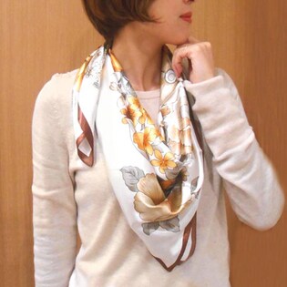 スカーフ / 27# / オレンジ×ダークブラウン / FREE