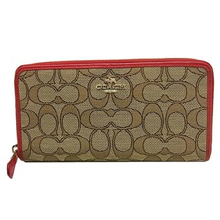 COACH  ラウンドファスナー 長財布 / F54633 IMDQ4 / カーキ/レッド