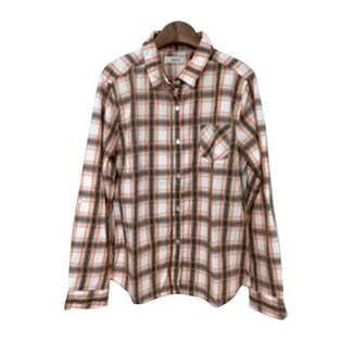 シワ加工チェックシャツ / 050036 / オレンジ / FREE