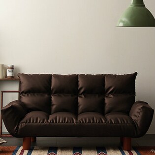 〈ダークブラウン〉コンパクトなくつろぎカウチソファ【Mason】メイソン