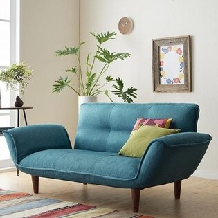 ファブリックカウチソファ(ターコイズブルー)