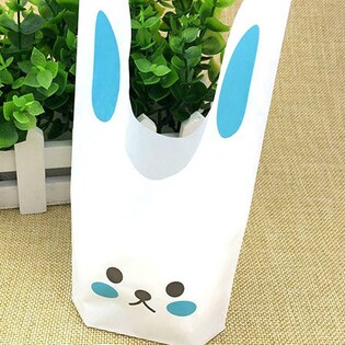【ブルーM】うさぎ ギフト 用 ビニール袋 50枚入り