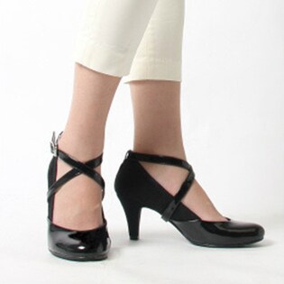 【ヌーディーブラック/Lサイズ】エレガントマジック/バレエヒールパンプス
