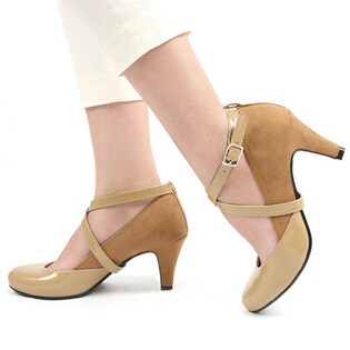 【マロンベージュ/LLサイズ】エレガントマジック/バレエヒールパンプス