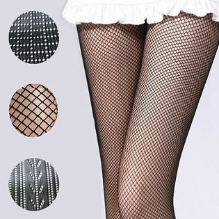 日本製網メッシュタイツ8足組※柄ランダム