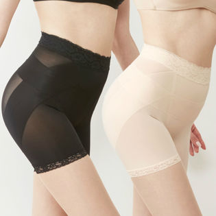 芦屋美整体 骨盤スッキリショーツ Cute 2枚セット (ブラック ベージュ) L