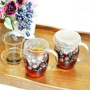 耐熱花柄茶こし付きハーブティーマグ バラピンクを税込 送料込でお試し サンプル百貨店 有限会社アイコー