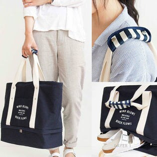 【ネイビー】普段使いから旅行まで大活躍☆大容量キャンバストートバッグ rk-151726nv