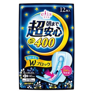 エリス 朝まで超安心400(特に心配な夜用)羽つき 12枚入り×16P
