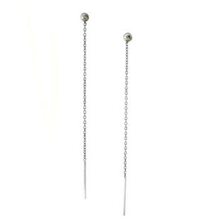 チャンルー CHAN LUU シャンパン ダイアモンド 0.10ct スレッド スルー ピアス / ESF-4501 SV / シャンパン（グレー系） シルバー