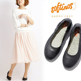 SOFTINOS(ソフティノス)ポルトガル製コンフォートパンプス / R87657-10216001010 / Black / 38（24cm）